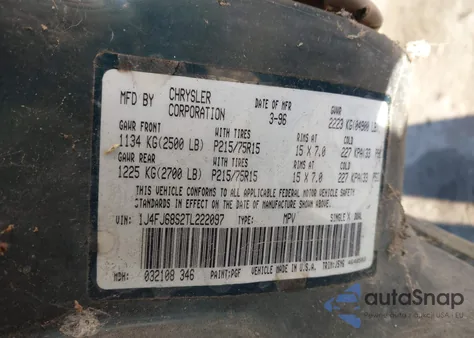 1996 Jeep Cherokee Sport/Classic from USA, damaged, VIN 1J4FJ68S2TL222097